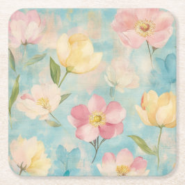 Pastellfärgade blommor. Trädgårdssköhet.  Underlägg Papper Kvadrat
