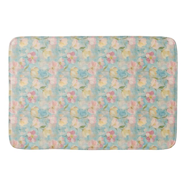 Pastellfärgade blommor. Trädgårdsskönhet. Badrumsmatta (Framsidan)
