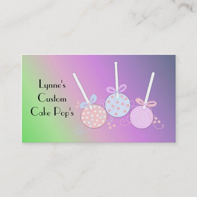 Pastellfärgade Cake Pops Visitkort (Framsida)