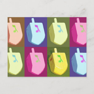 Pastellfärgade Dreidel Hanukkah vykort