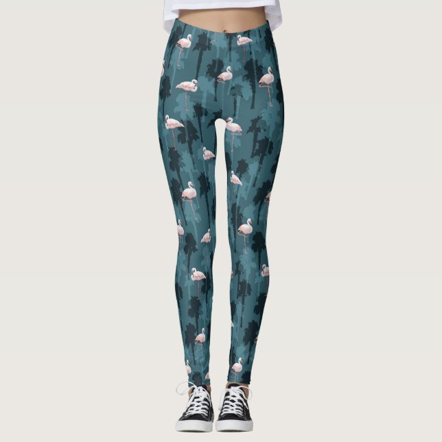 Pastellfärgade Flamingos på kricka Leggings (Framsida)