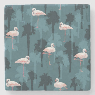 Pastellfärgade Flamingos på kricka Stenunderlägg