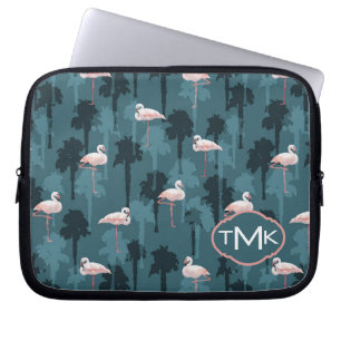 Pastellfärgade Flamingos på Monogram för kricka Laptop Fodral