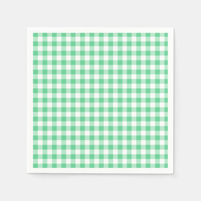 Pastellfärgade gingham servetter gröna (Framsidan)