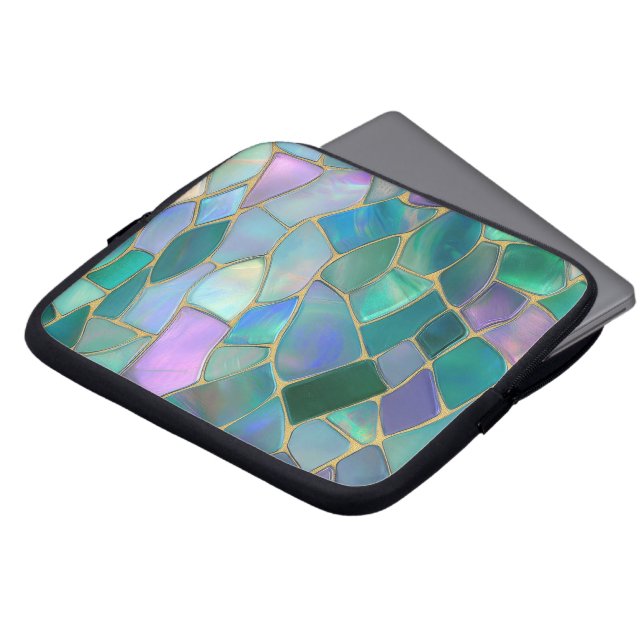 Pastellfärgade glasmålningar mosaikmönster laptop fodral (Framsida topp)
