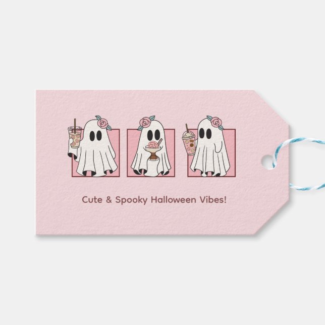 Pastellfärgade Halloween-presentkort – Söta & spök Presentetikett (Framsidan (Horisontell))