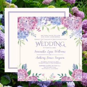 Pastellfärgade Hydrangeas - Bröllop med blommor Inbjudningar