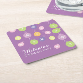 Pastellfärgade juldekorationer Snöflingor Violetta Underlägg Papper Kvadrat