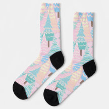 Pastellfärgade julgran-strumpor i preppy-stil