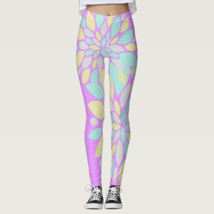 Pastellfärgade kronblad Blommönster Leggings