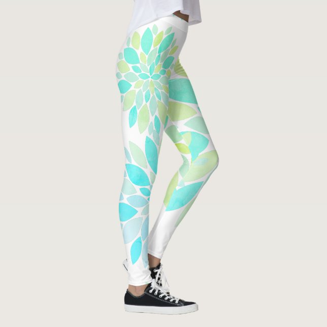 Pastellfärgade kronblad Blommönster Leggings (Höger)