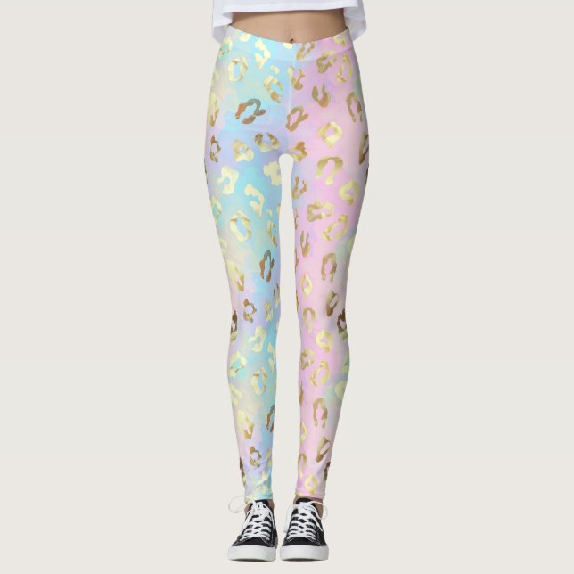 Pastellfärgade Leopardsjälv Bandana Leggings (Framsida)