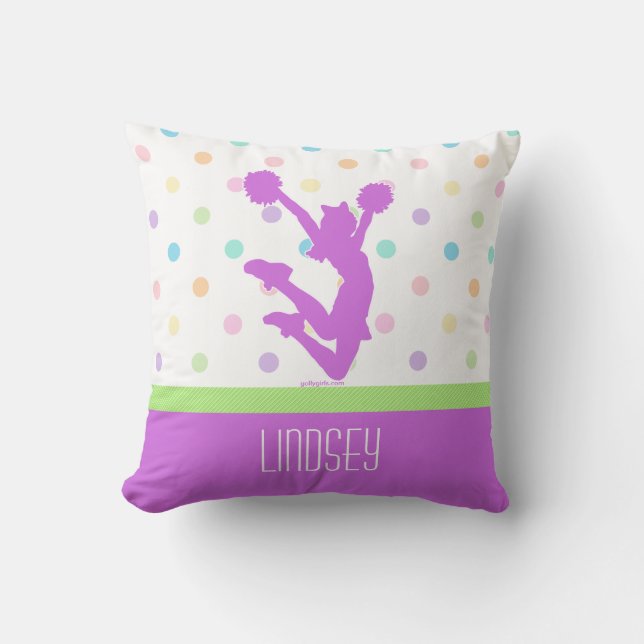 Pastellfärgade lilor Polka-Pricker jubel/Pom med Kudde (Framsida)