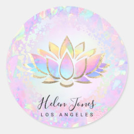 pastellfärgade lotus fyrkantigt visitkort runt klistermärke