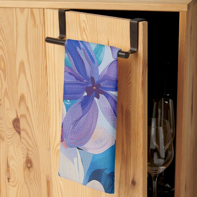 Pastellfärgade målade blommor kökshandduk (Thirds Fold)