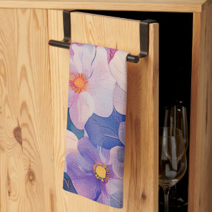 Pastellfärgade målade blommor kökshandduk