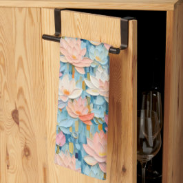 Pastellfärgade målade blommor kökshandduk