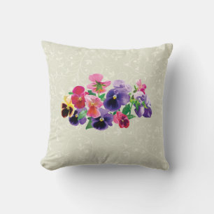 Pastellfärgade Pansies Kudde