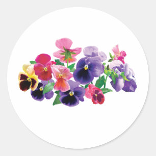 Pastellfärgade Pansies Runt Klistermärke