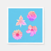 Pastellfärgade pappersservetter med blomsterbukett