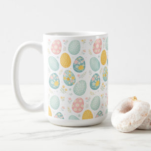 Pastellfärgade påskägg Blommönster - Sött vårtema Kaffemugg