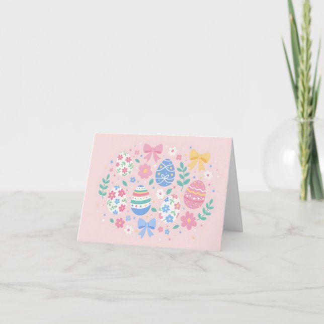 Pastellfärgade påskäggsillustrationer kort (Framsida)