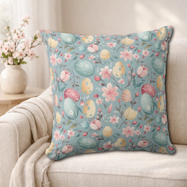 Pastellfärgade påskblommor dekoration kudde (Skapare uppladdad)