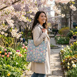 Pastellfärgade påskblommor dekoration tygkasse
