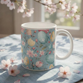 Pastellfärgade påskblommor dekorativa kaffemugg