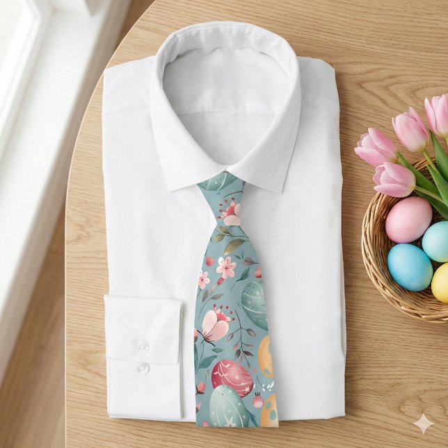 Pastellfärgade påskblommor dekorativa slips (Skapare uppladdad)