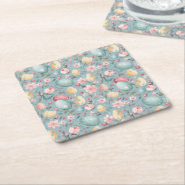 Pastellfärgade påskblommor dekorativa underlägg papper kvadrat