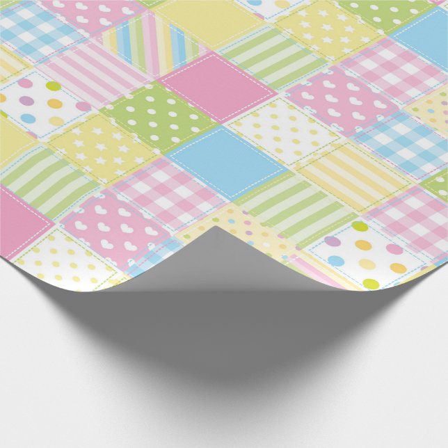 Pastellfärgade Patchworkmönster Presentpapper (Hörn)