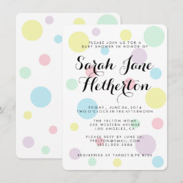 Pastellfärgade polka dotsbaby showerinbjudningar inbjudningar