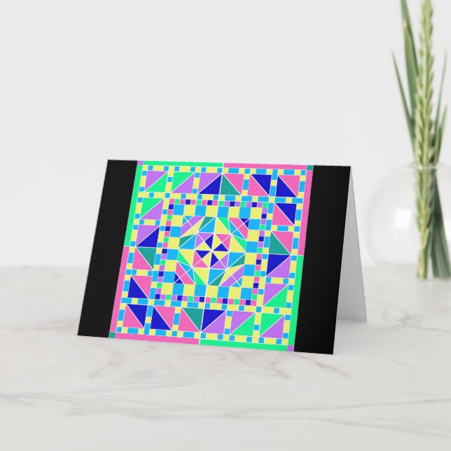 Pastellfärgade Rangoli med det svart Diwali för Kort (Framsida)
