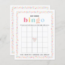Pastellfärgade Regnbåge Baby Shower Bingo Spel