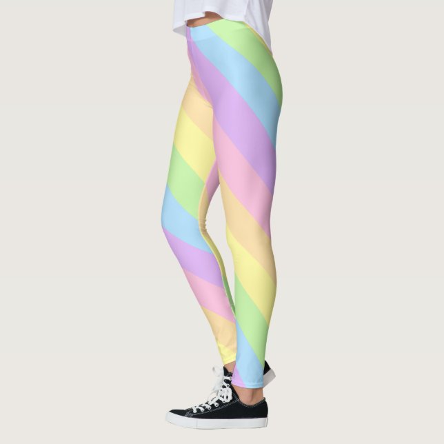 Pastellfärgade regnbågefärgadrandar/Leggins Leggings (Vänster)