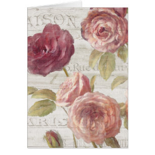 Pastellfärgade rosa franska ro hälsningskort