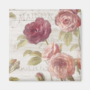 Pastellfärgade rosa franska ro magnet