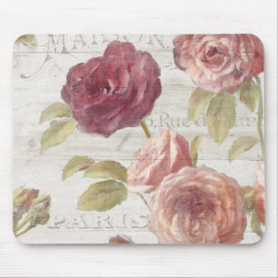 Pastellfärgade rosa franska ro musmatta