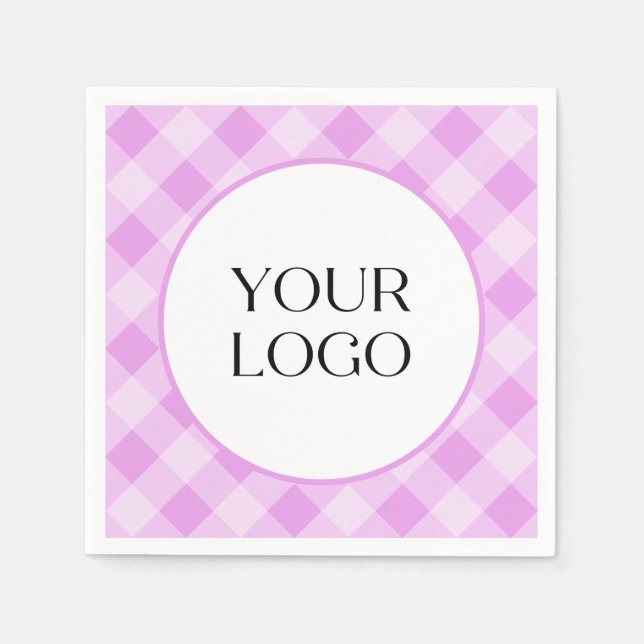 Pastellfärgade rutor servetter Din logotyp här Lil (Framsidan)