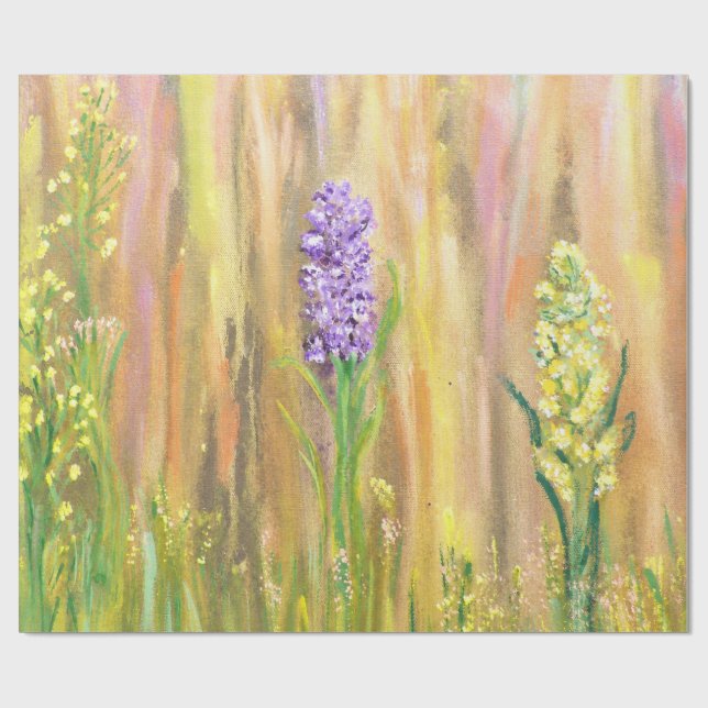 Pastellfärgade skogsblommor presentpapper (Platt)