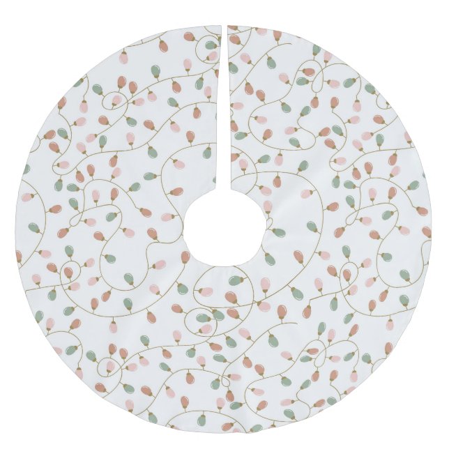 Pastellfärgade slingor på snöigt vitt julgransmatta borstad polyester (Framsidan)