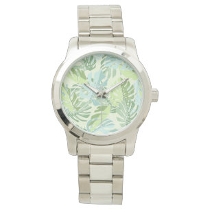 Pastellfärgade tropiska handflatanlöv armbandsur