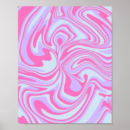Pastellfärgade vågor i rosa, lavendel och ljusblåt poster