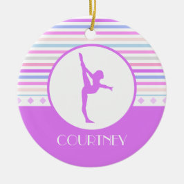 Pastellfärgade vågrätrandar för gymnastik med julgransprydnad keramik