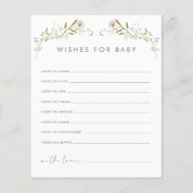 Pastellfärgade vilda blommor önskar för bebiskort