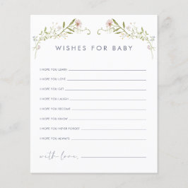 Pastellfärgade vilda blommor önskar för bebiskort