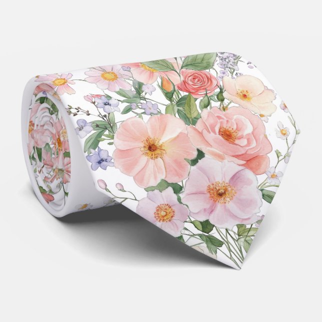 Pastellfärgade vildblommor slips (Rullad)