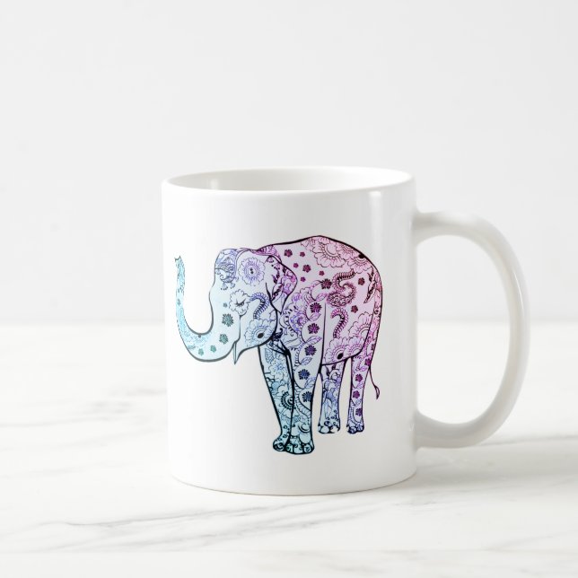 Pastellfärgat blom- härligt för bohemisk elefant kaffemugg (Höger)