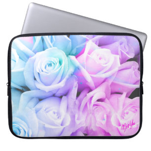 Pastellfärgat blom- vatten resistent 15" laptop sleeve